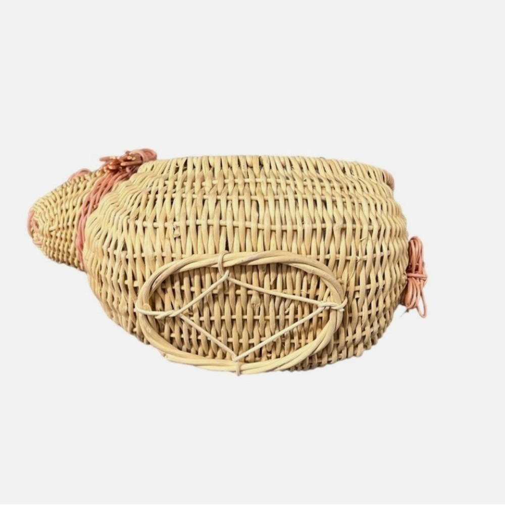 Bunny Rabbit Shaped Wicker Basket Easter Spring Home Decor Liner Vintage - Picture 6 of 10